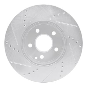 Mercedes-Benz E350 Brake Rotor (1) - Front Right - R1 Concepts - Drilled & Slotted - Silver - `03-`09